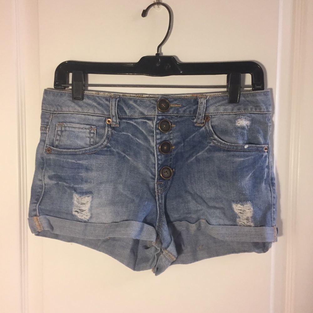 BOGO🌸 Distressed Button Up High Rise Denim Shorts